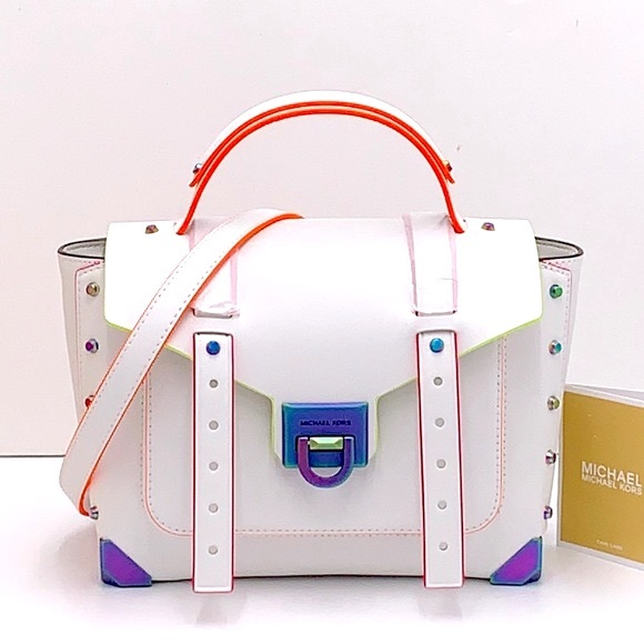 MICHAEL KORS
Manhattan Medium Contrast-Trim Leather Satchel OPTIC WHITE COLOR - Picture 2 of 16